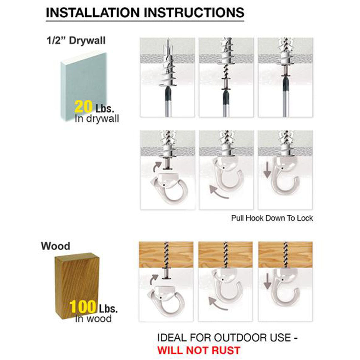 Hangman Indoor / Outdoor Elephant Hook Ceiling Hangers