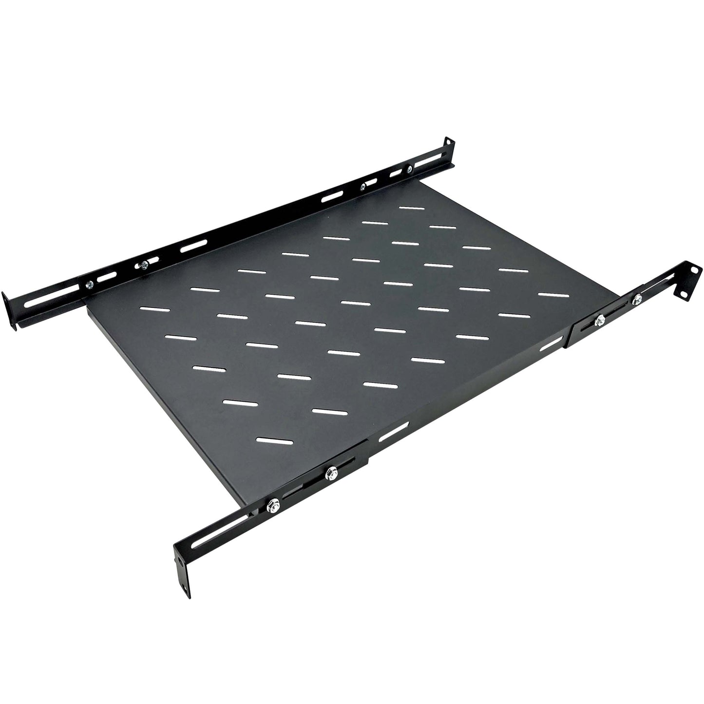 1U 19-Inch Adjustable Mounting 4 Post Rack Vented Shelves