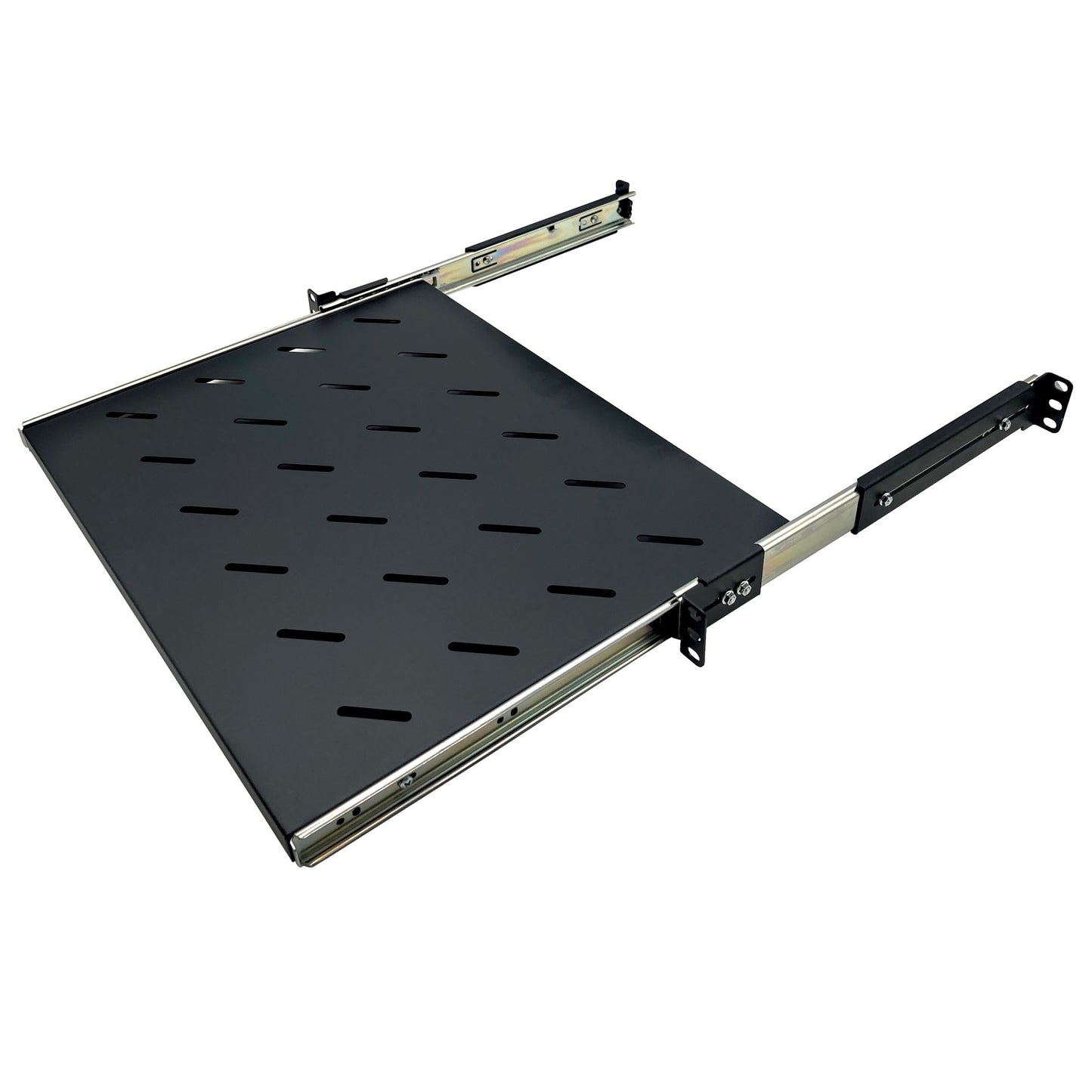 1U 19-Inch Adjustable 4 Post Rack Mount Vented Sliding Shelves