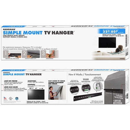 Hangman Simple Mount TV Hanger for 32" to 80" LCD/LED with Stud Finder
