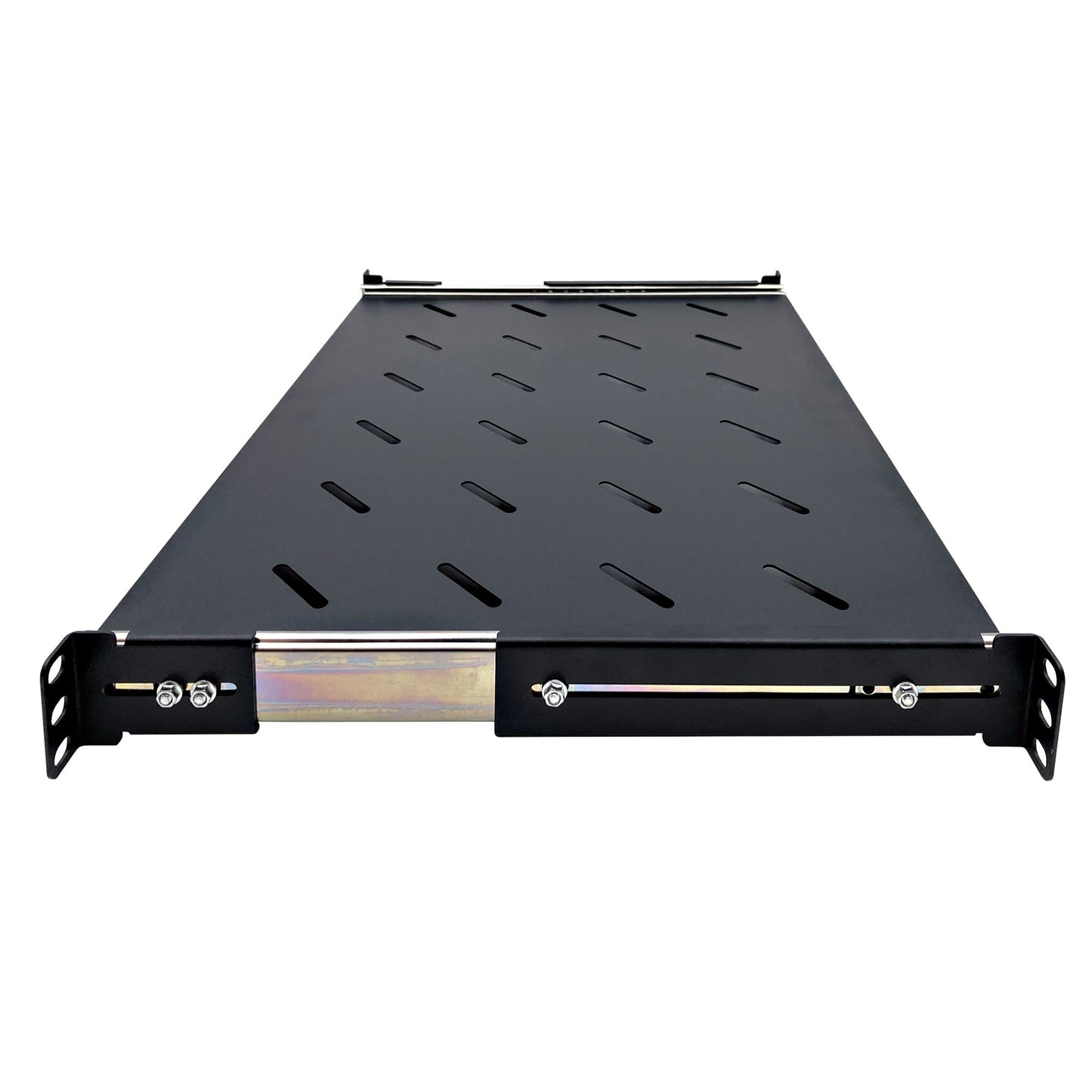 1U 19-Inch Adjustable 4 Post Rack Mount Vented Sliding Shelves