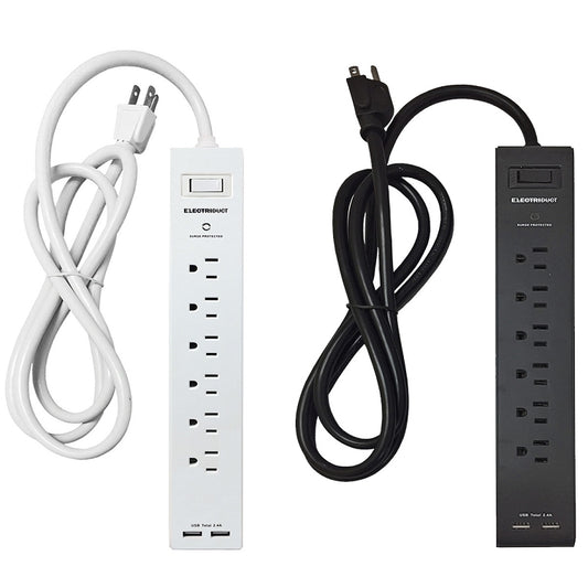 USB Power Strip: 6 Outlets, 2 USB Charging Ports